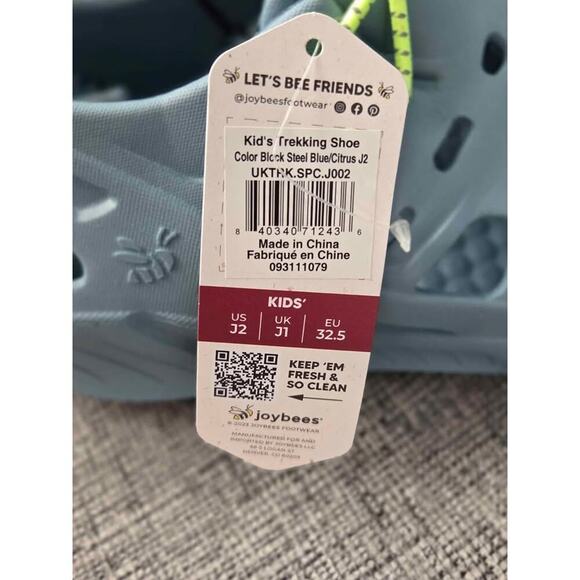 🐝 Joybees Kids Trekking Shoes – Steel Blue/Citrus – Size J2 🐝 - Picture 3 of 5